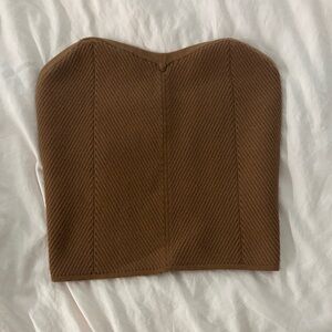 Aerie Tan Ribbed Strapless Top
